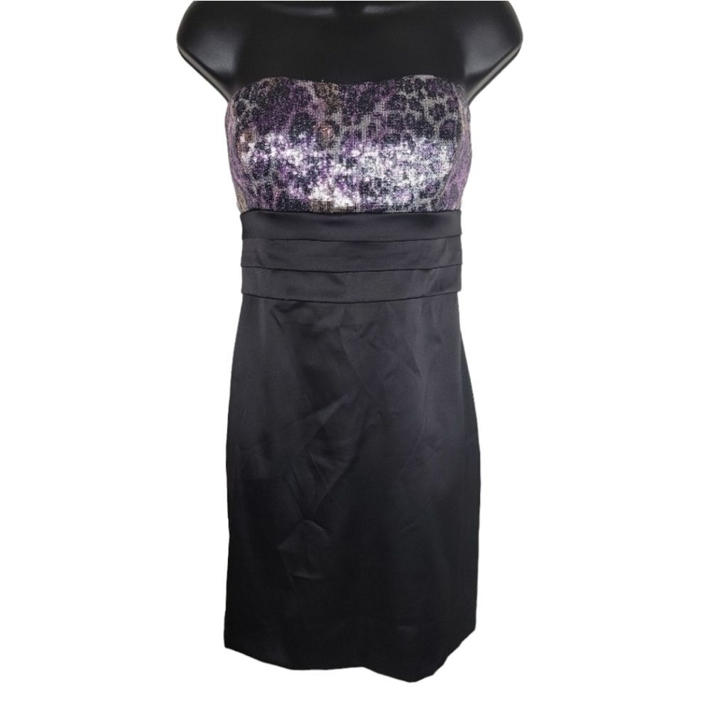 David's Bridal leopard print strapless formal mini dress size 12